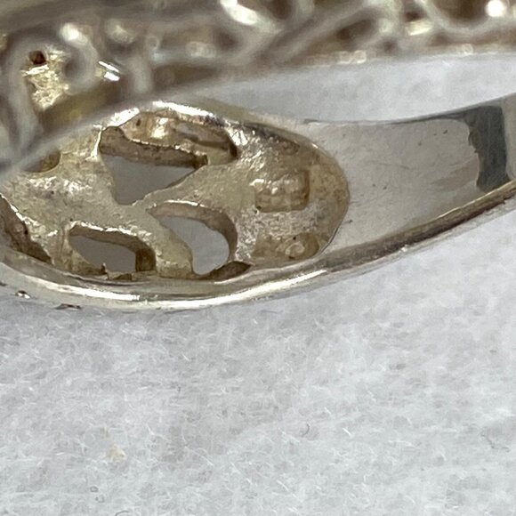 Sterling Silver 925 Filigree Openwork Scrollwork 10MM Wide Band Ring Sz 7.25 - Picture 9 of 16